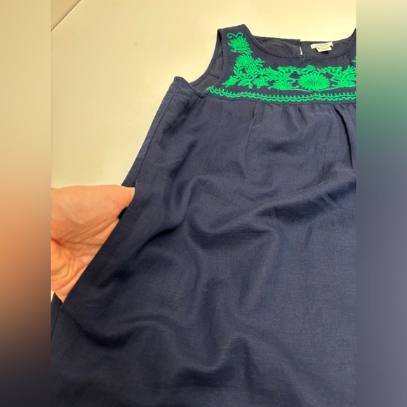 J Crew linen embroidered shift dress, navy and green, with pockets XS, bohemian - Picture 14 of 14